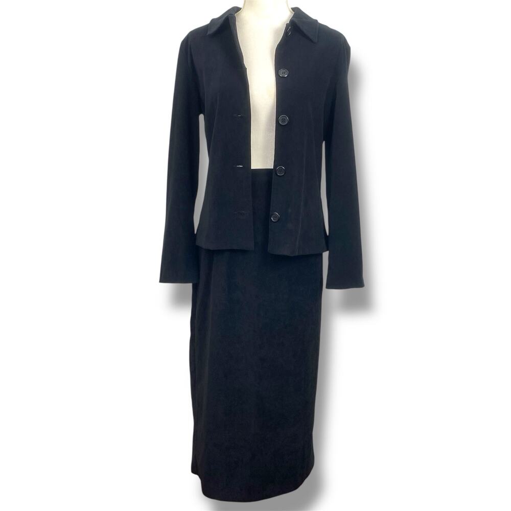 Jaclyn Smith 2pc Black Faux Suede Skirt Set - Small - Pre-Owned